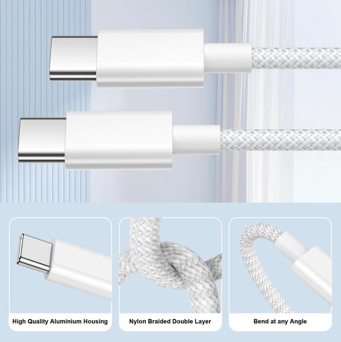 Cable USB-C vers USB-C Tréssé 60W
